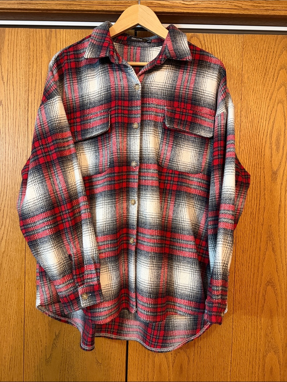 Be stylish this Fall with this heavy Women’s Red Plaid Shacket - Classic Casual